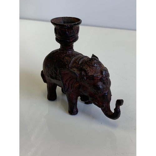 415 - 19th Century Bronzed Elephant Candle Holder.