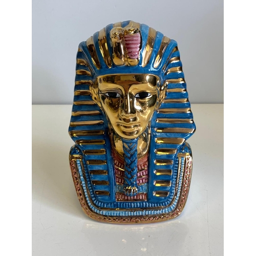 416 - Italian Porcelain gilded bust of Tutankhamun, 8 Inches Tall.