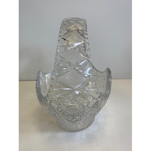 419 - Cut Glass Crystal Basket.