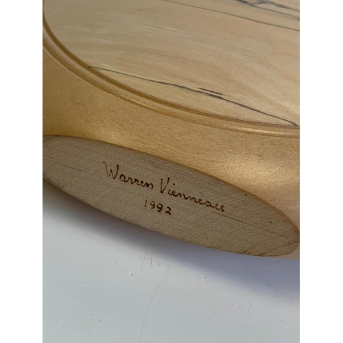 435 - Handcrafted Signed Turned Hardwood Dried Flower display by renown Guild worker Warren Vienneau