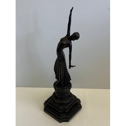 533 - Art deco style bronze statuette of Isadora Duncan, with Marble base circa 1890-1900, 40cm tall and 1... 