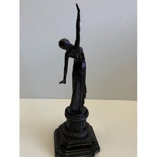 533 - Art deco style bronze statuette of Isadora Duncan, with Marble base circa 1890-1900, 40cm tall and 1... 