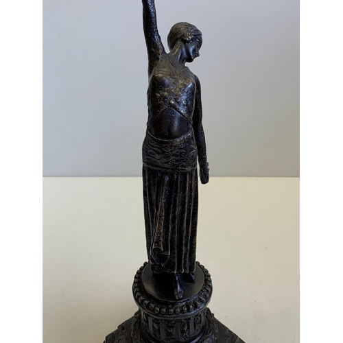 533 - Art deco style bronze statuette of Isadora Duncan, with Marble base circa 1890-1900, 40cm tall and 1... 