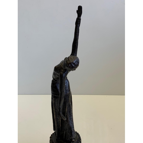 533 - Art deco style bronze statuette of Isadora Duncan, with Marble base circa 1890-1900, 40cm tall and 1... 