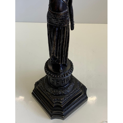 533 - Art deco style bronze statuette of Isadora Duncan, with Marble base circa 1890-1900, 40cm tall and 1... 