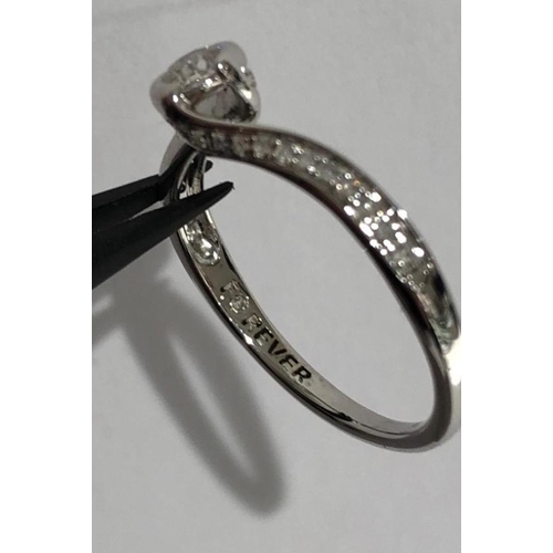 594 - Forever brand engagement ring- 18k white gold with diamonds 0.33cts; the centre diamond is around 0.... 