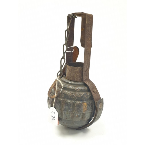 662 - Inert WW1 imperial German kugal grenade in pannier