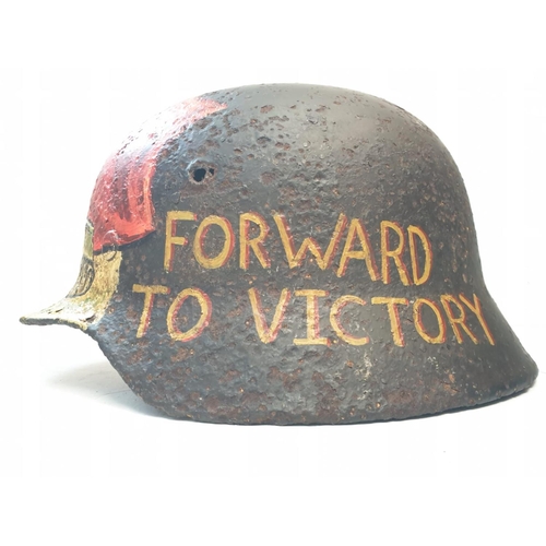 12 - WW2 Eastern Front Relic German M40 Helmet with post War memorial painting