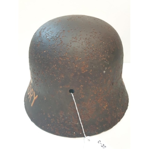 12 - WW2 Eastern Front Relic German M40 Helmet with post War memorial painting