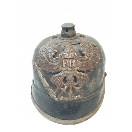 223 - WW1 Imperial German 1915 pickelhaube (missing the detachable spike) found in a cellar near Bapume, S... 