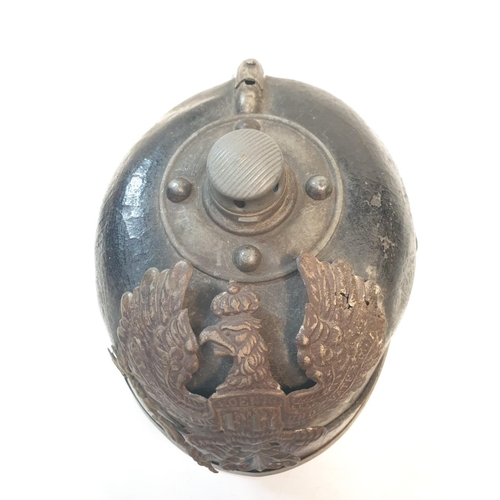 223 - WW1 Imperial German 1915 pickelhaube (missing the detachable spike) found in a cellar near Bapume, S... 