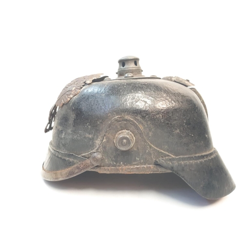 223 - WW1 Imperial German 1915 pickelhaube (missing the detachable spike) found in a cellar near Bapume, S... 