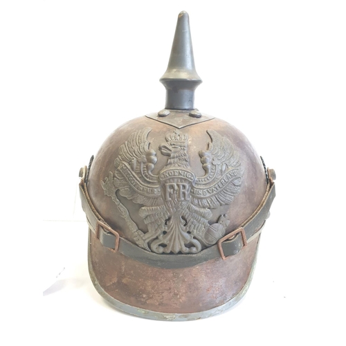 36 - 1915 Pattern Prussian Cavalry Helmet ( painted spike & Wappen) It may have had some restoration done... 