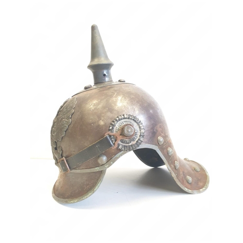 36 - 1915 Pattern Prussian Cavalry Helmet ( painted spike & Wappen) It may have had some restoration done... 