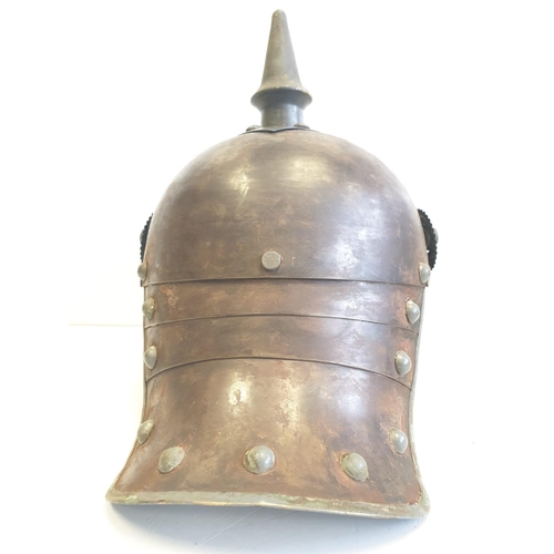 36 - 1915 Pattern Prussian Cavalry Helmet ( painted spike & Wappen) It may have had some restoration done... 