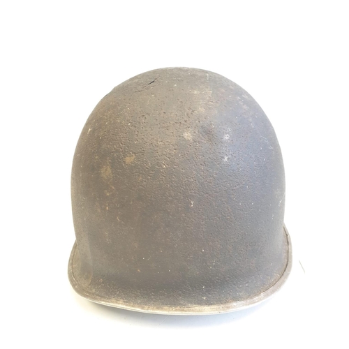 4 - WW2 Normandy Relic US Fixed Bale M1 helmet with post War memorial painting