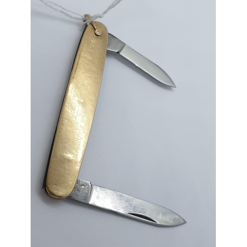 144 - 10ct gold pen knife, weight 21.4g