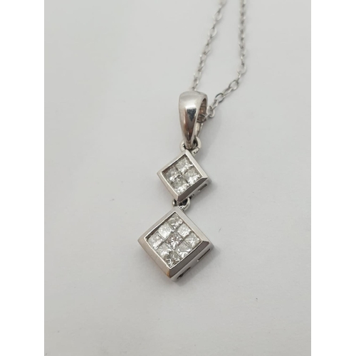 359 - 18ct Diamond PENDANT on 9ct chain.  1.6g   44cm