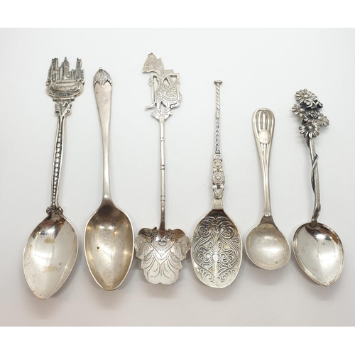 361 - 6 x silver assorted SPOONS.  60g