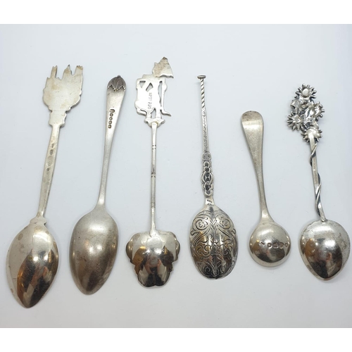 361 - 6 x silver assorted SPOONS.  60g