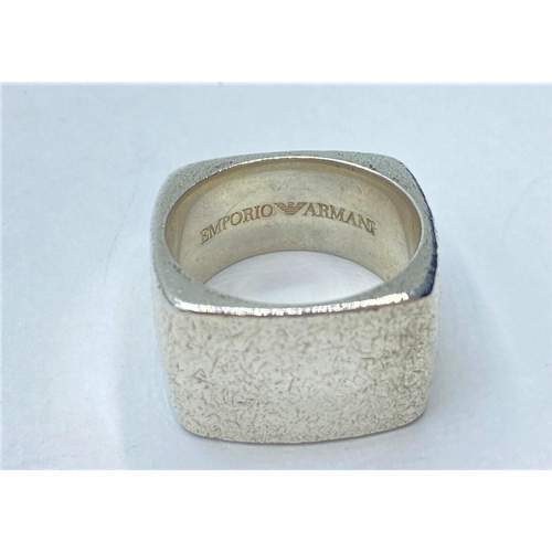 106 - Armani silver gents ring, weight 25.6g, Size V