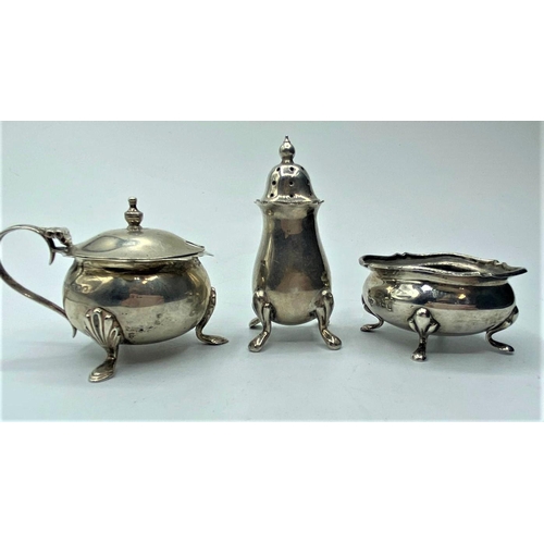 357 - Silver 3 piece cruet set, weight 133g