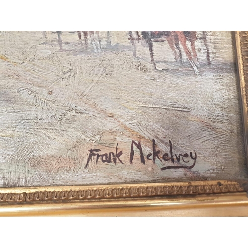 99 - WITHDRAWN         Frank Mckelvey oil on canvas PAINTING. 19th Century street scene.  55 x 40 cm in a... 