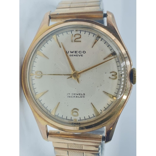 128 - Vintage :  Uweco-Geneve gold plated gents WATCH .