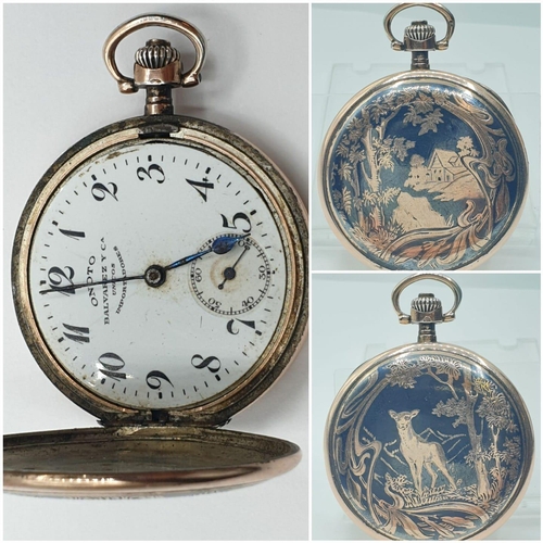 29 - Onoto Silver and 9ct gold engraved POCKET WATCH.