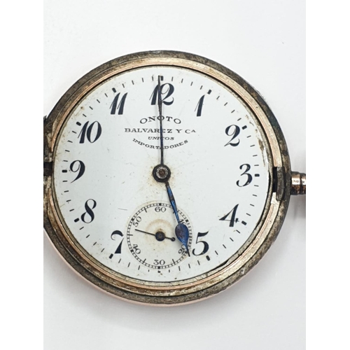 29 - Onoto Silver and 9ct gold engraved POCKET WATCH.