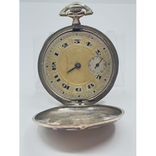 47 - Gold and Silver Lohengun POCKET WATCH.  c1900  No glass.  FWO.