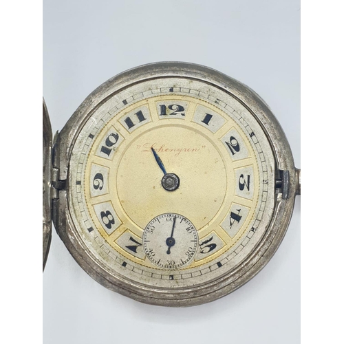 47 - Gold and Silver Lohengun POCKET WATCH.  c1900  No glass.  FWO.