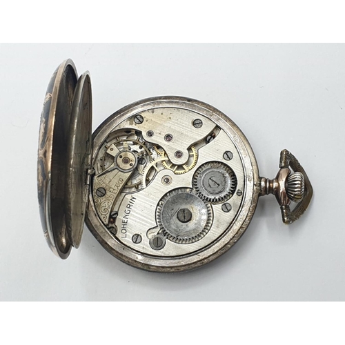 47 - Gold and Silver Lohengun POCKET WATCH.  c1900  No glass.  FWO.