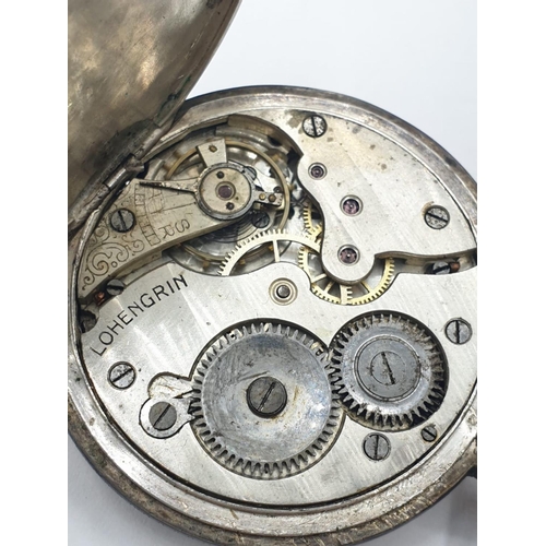 47 - Gold and Silver Lohengun POCKET WATCH.  c1900  No glass.  FWO.