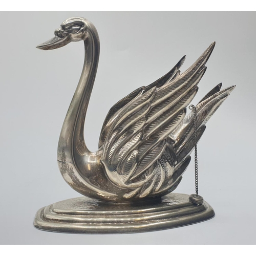 49 - Silver BRANDY WARMER in the form of a swan.  290g