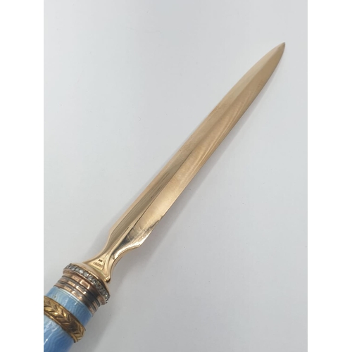 9 - 14ct Cartier solid gold and enamel, diamond and jade LETTER OPENER.   99.1g