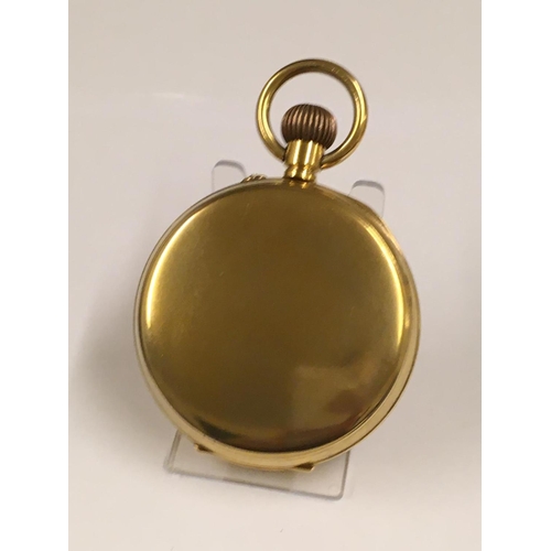 68 - Antique gilt Goliath POCKET WATCH with see through crystal display case.  65mm with a see through pr... 