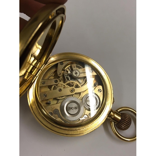 68 - Antique gilt Goliath POCKET WATCH with see through crystal display case.  65mm with a see through pr... 