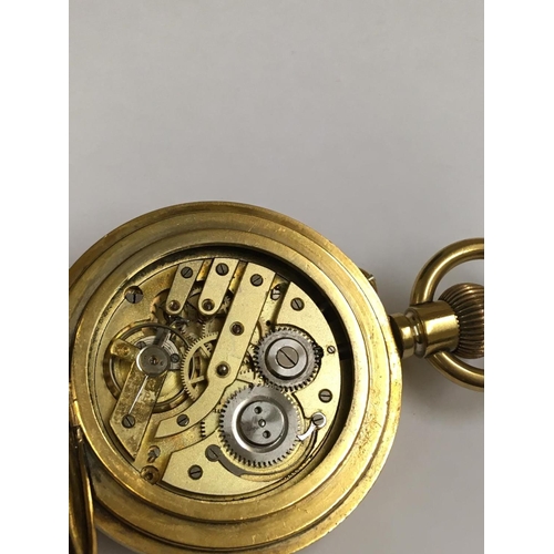 83 - Antique large heavy gilt Goliath POCKET WATCH. 65mm case.   It  sets, winds and ticks but comes with... 