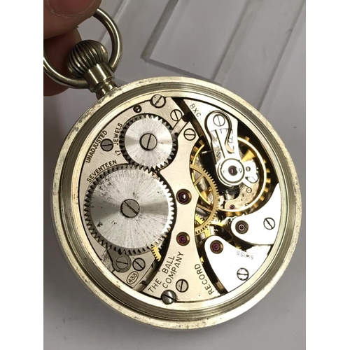 89 - Vintage Ball watch company POCKET WATCH. Working and in good condition but no guarantees.