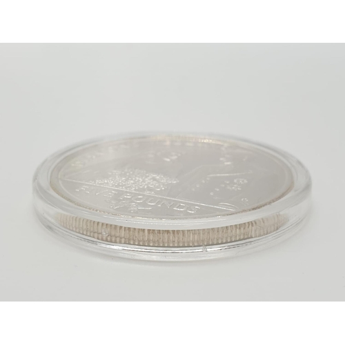 354 - Silver FIVE POUND COIN.  Minted in 2007 to celebrate the diamond wedding of Queen Elizabeth II to Pr... 