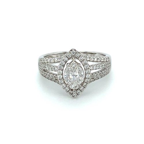 360 - 18ct white gold halo ring with 3 rows of diamond ( total of diamonds 0.87ct, F/G colour & VS/SI clar... 