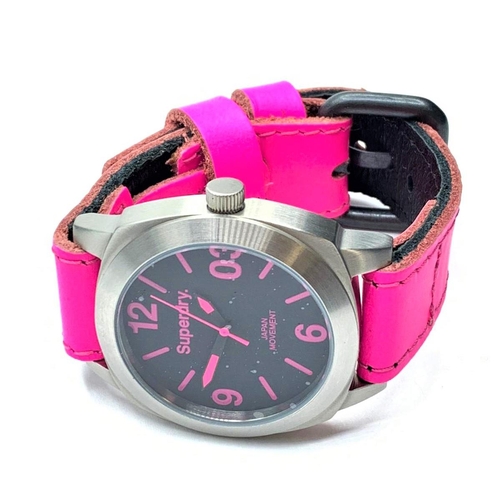 34 - SUPERDRY PINK DIAL AND STRAP WATCH BRAND NEW WITH BOX SYL115P