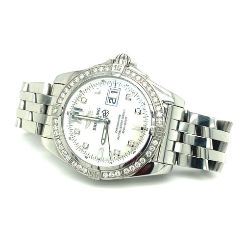 16 - Breitling Galactic Automatic Chronometer Original Factory Diamond Set Bezel and Dial.
Mother Of Pear... 