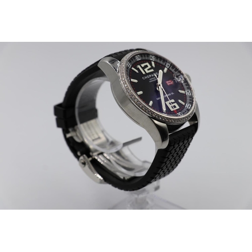 1 - Chopard Gran Turismo XI watch with diamond bezel Skeleton back with box and papers, in good working ... 