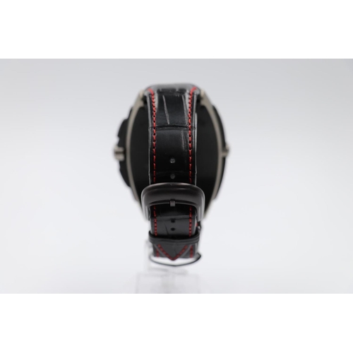 31 - Franck Muller titanium conquistador Grand Prix watch, black leather strap with red stitching, no box... 