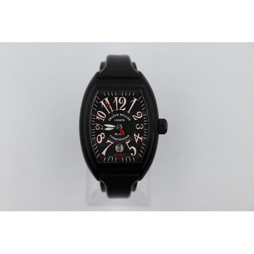 7 - Franck Muller black conquistador king watch, discontinued vanilla scented black rubber strap, no box... 