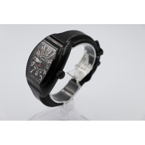 7 - Franck Muller black conquistador king watch, discontinued vanilla scented black rubber strap, no box... 