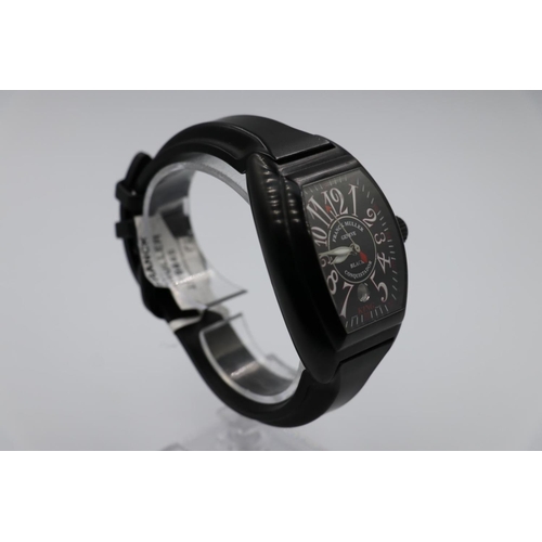 7 - Franck Muller black conquistador king watch, discontinued vanilla scented black rubber strap, no box... 