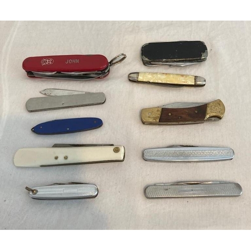 814 - Interesting collection of 10 pen knifes to include multi-blade and multi purpose. some A/F